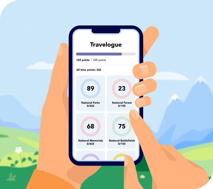 Chimani mobile app preview showing national park trip planning features